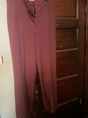 Zara woman’s wide leg with  slit on inside Burgundy pant